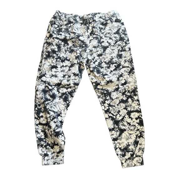 Volcom Mens XL Joggers White Black Abstract Print Elastic Waist Cuffed Pants - Picture 1 of 7